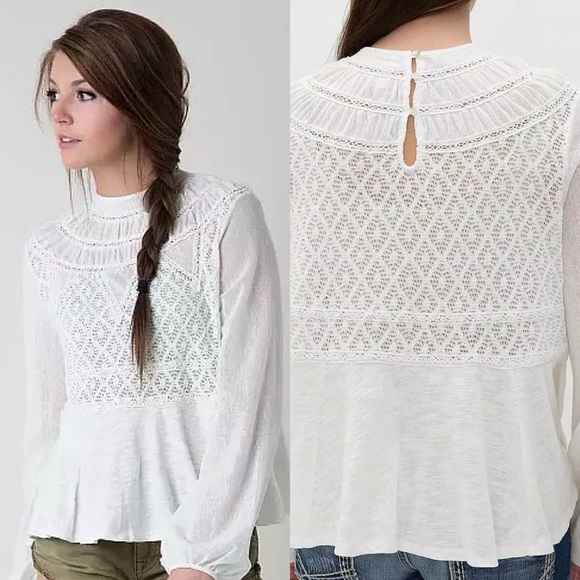 Free People Tops - Free People | NWT Long Sleeve Pieced Top in Ivory Small